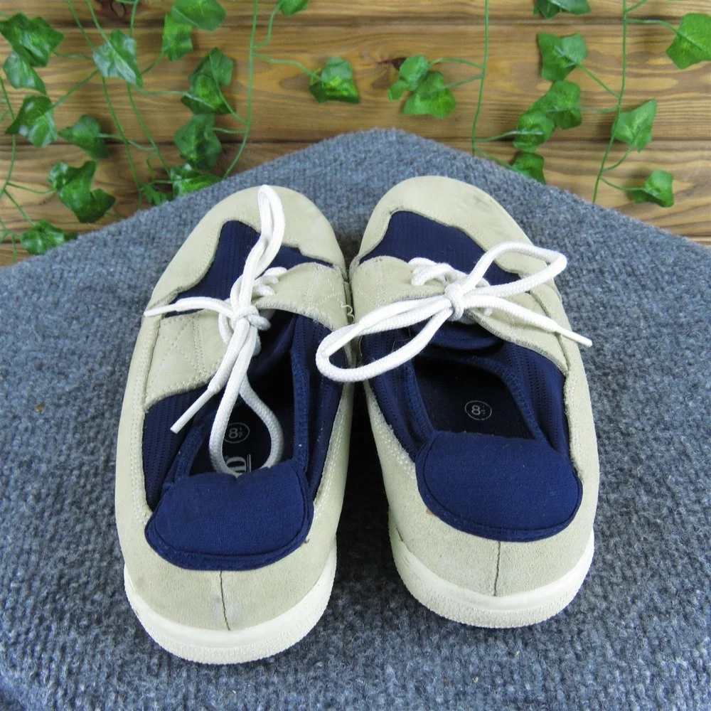 Lands' End Women Perf Boat Shoe Beige Leather Sz 8.5 Medium ‎ Used 2025